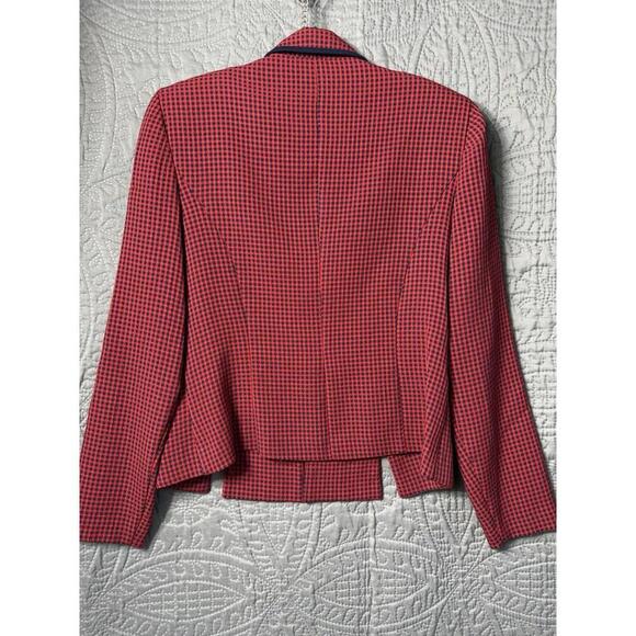 Vintage Check Blazer Jacket size 8 Dark Academia Tailored Red Black Plaid - Picture 3 of 9